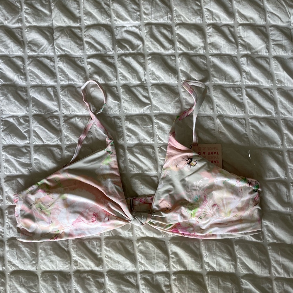 Dippin Daisies floral bees front tie bikini top